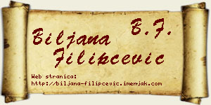 Biljana Filipčević vizit kartica